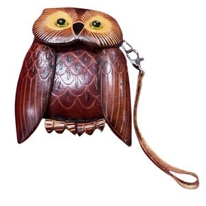 🦉 Florence Italy Leather Owl Coin Purse | Articulating Wings handmade